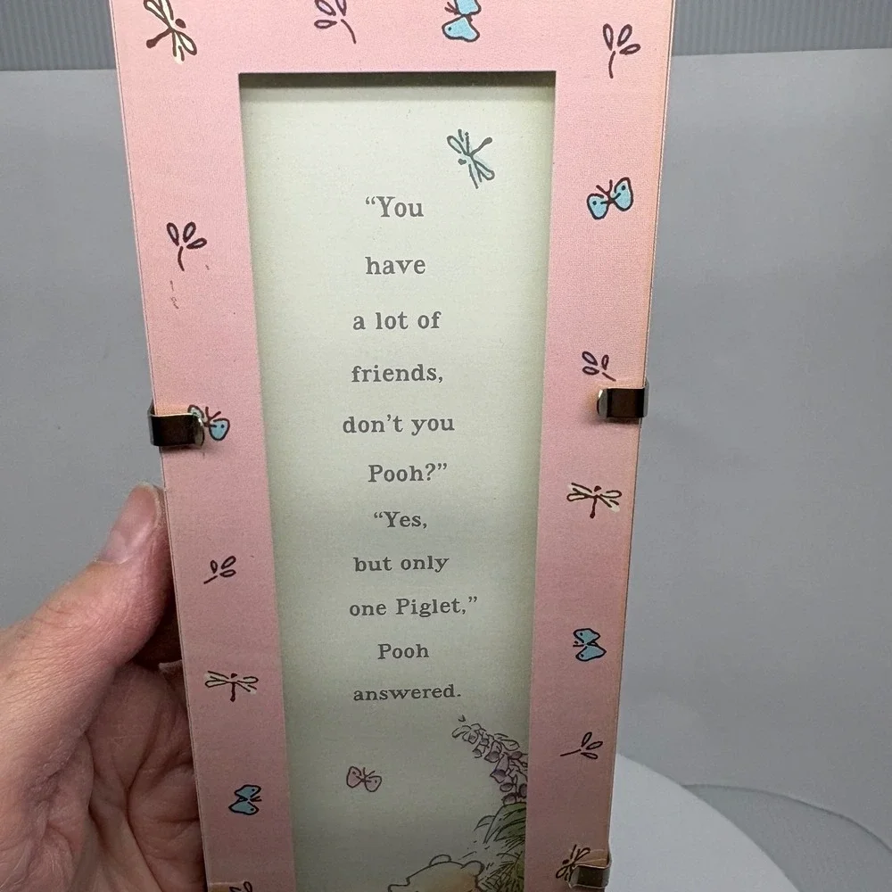 Winnie the Pooh Piglet Pink Picture Frame‎ Photo Display Quote Butterflies